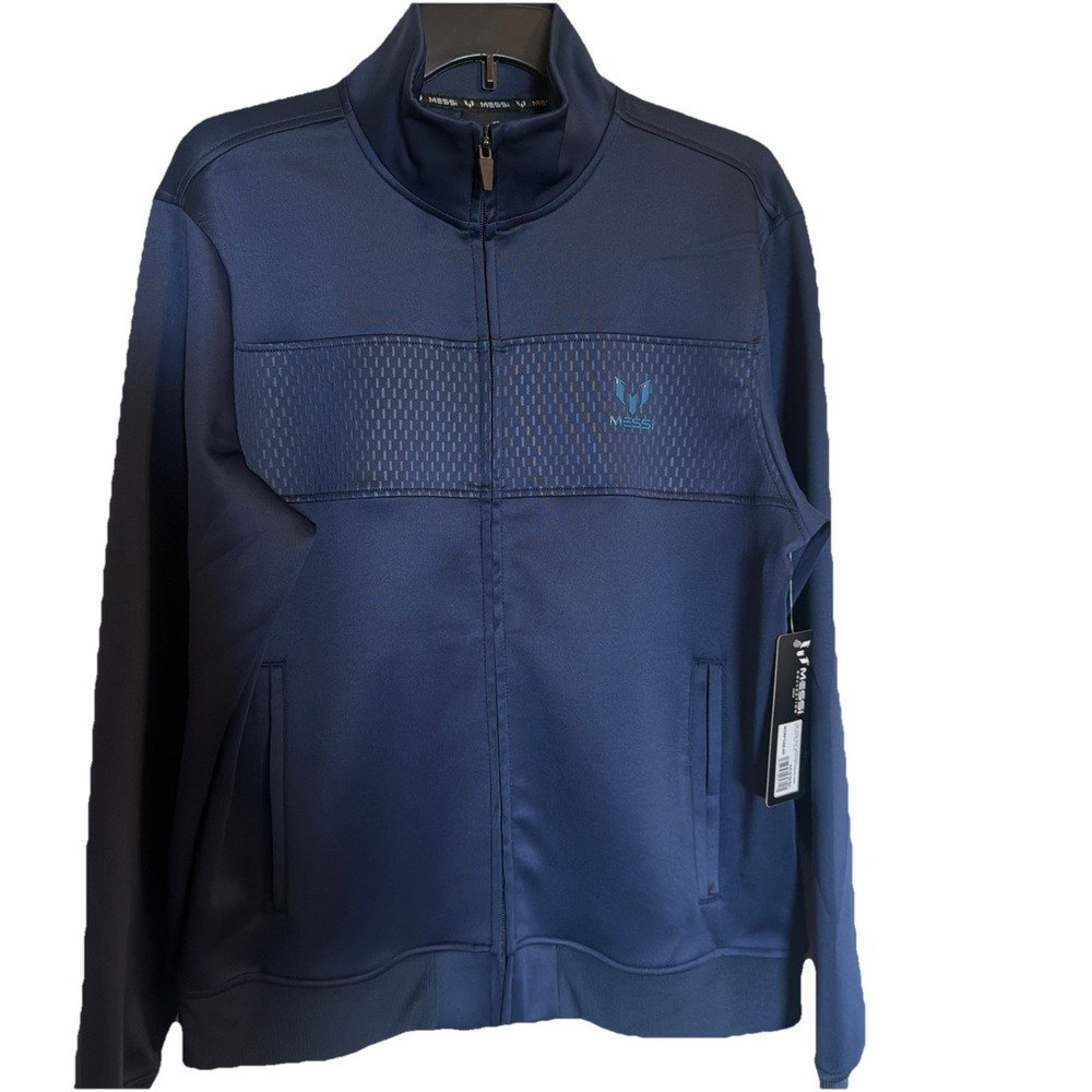 Messi Men Soccer Running Track Jacket. Size Small Navy Blue . New With Tags